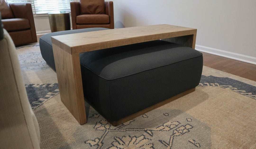 15x42.5x19.25 Solid Side Ottoman Table Ash Clean Edge No Distress American Antique Flat