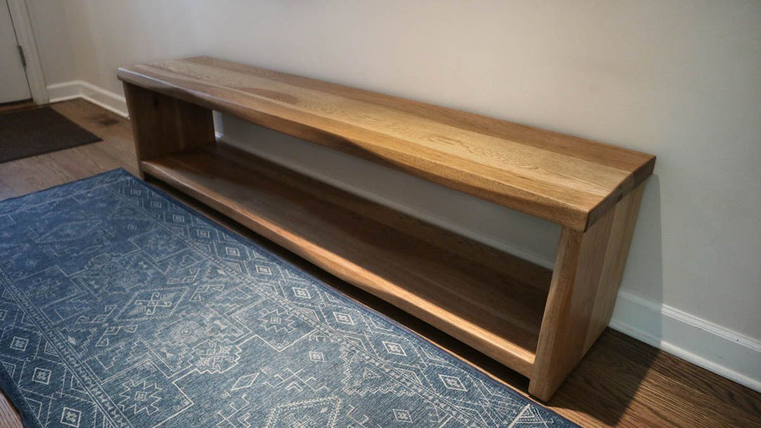 15x72x18 Bench With Shelf Hickory Natural Wavy Edge House Provincial Flat