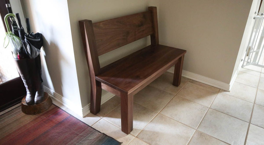 18x45x36 Bench W Back Walnut Natural Flat