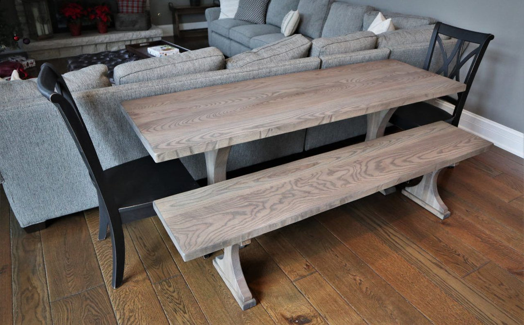 26x76x30-table-crescent-ped-3-in-version-thick-top-no-apron-solid-ash-2-3-distress-minor-tumbled-edge-no-grooves-prado-with-black-shadow-and-rub-out-flat