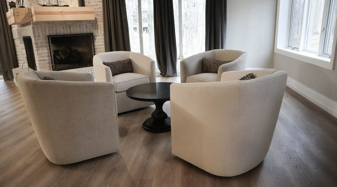 30x18 Belly coffee table  6 base at floor ash standard top Black Espresso satin clean edge no distress no grooves 3