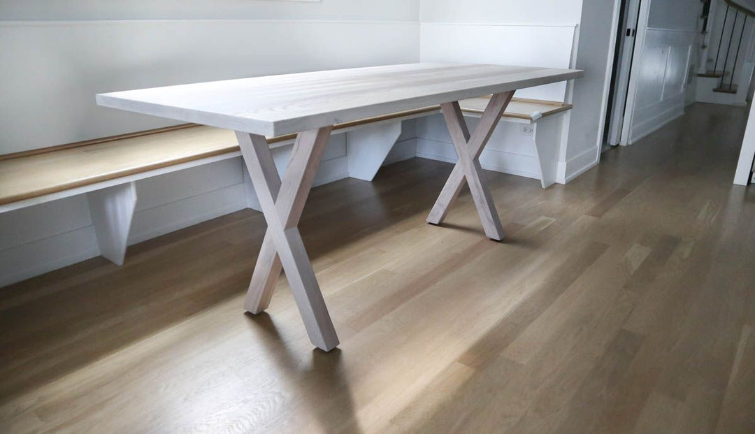 30x72 Wood-X Ash Standard Top No Apron No Cross Brace Clean Edge No Distress No Grooves Whitewash Flat