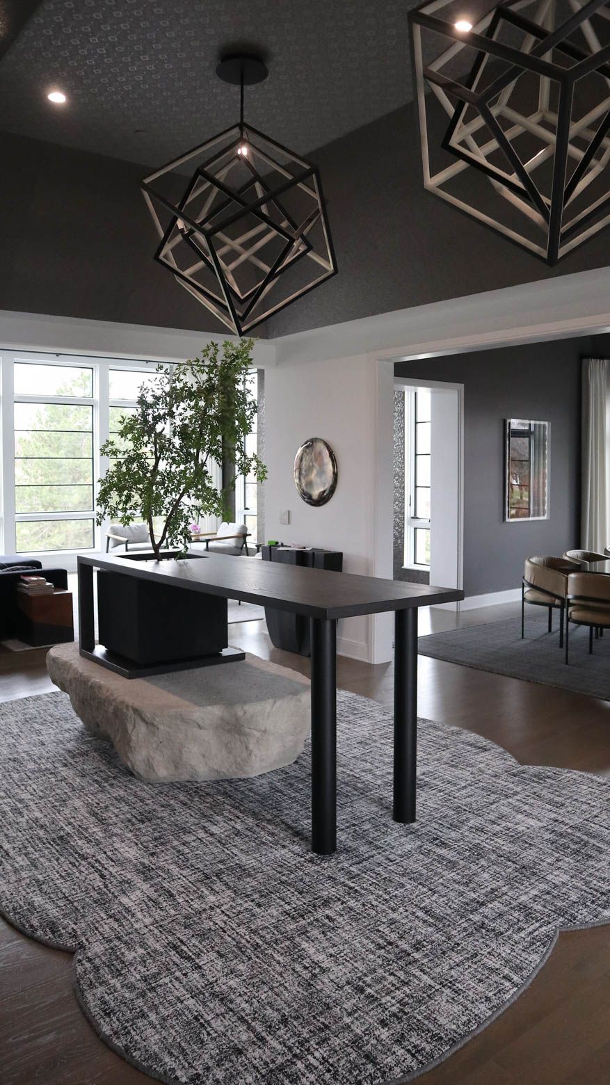 30x96x36 Custom Entryway Table Ash Espresso Gray Flat Flatter Black Powder Coated Legs