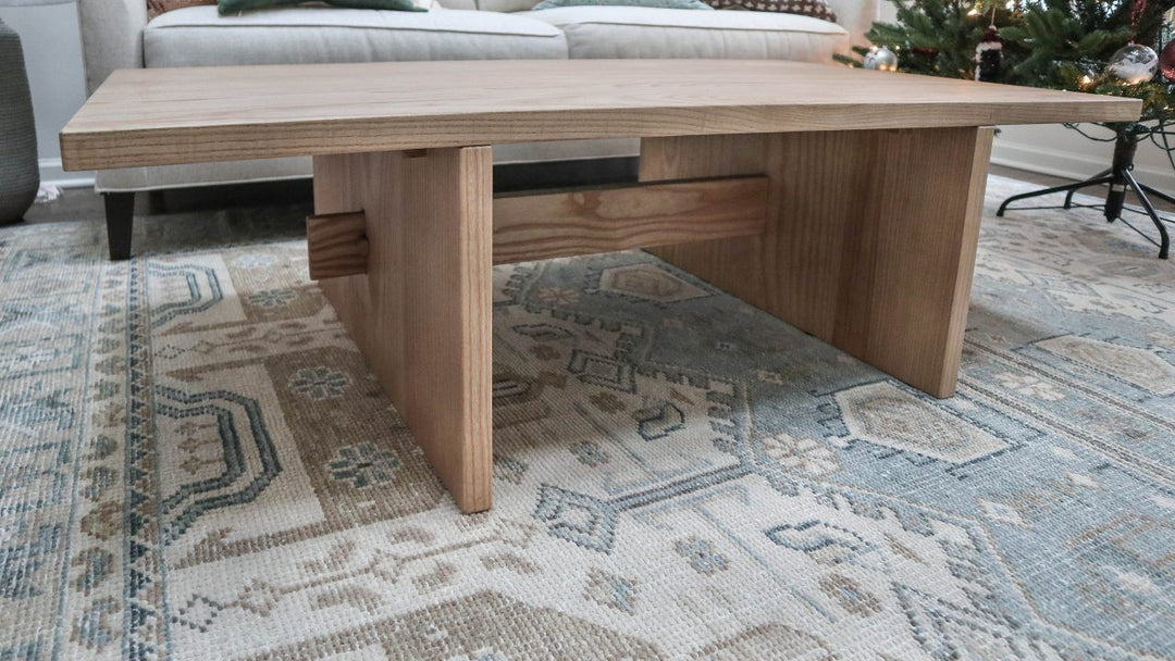 32x53x15.75 coffee table custom design ash 1.25 top feet clean edge no distress Natural Earth flat 2