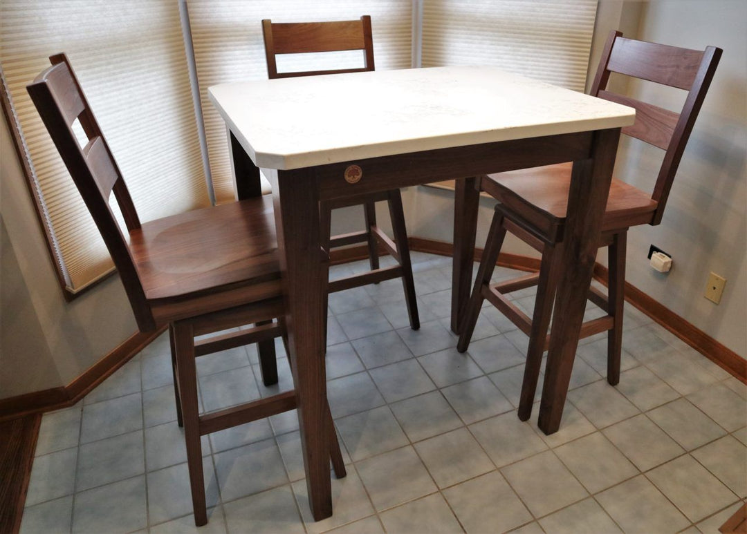 4 leg base for solid surface top tapered legs solid walnut no distress natural satin 4 Memphis swivel walnut 1280x916