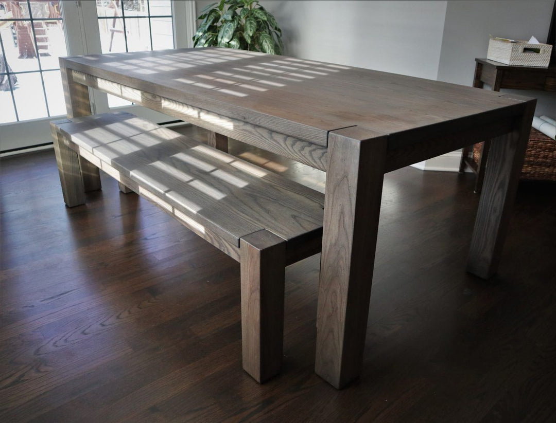 40x84 flush leg 4.25 in legs 3.5 apron solid ash thick top no grooves clean edge 2 distress smokey water flat bench 2 1280x975