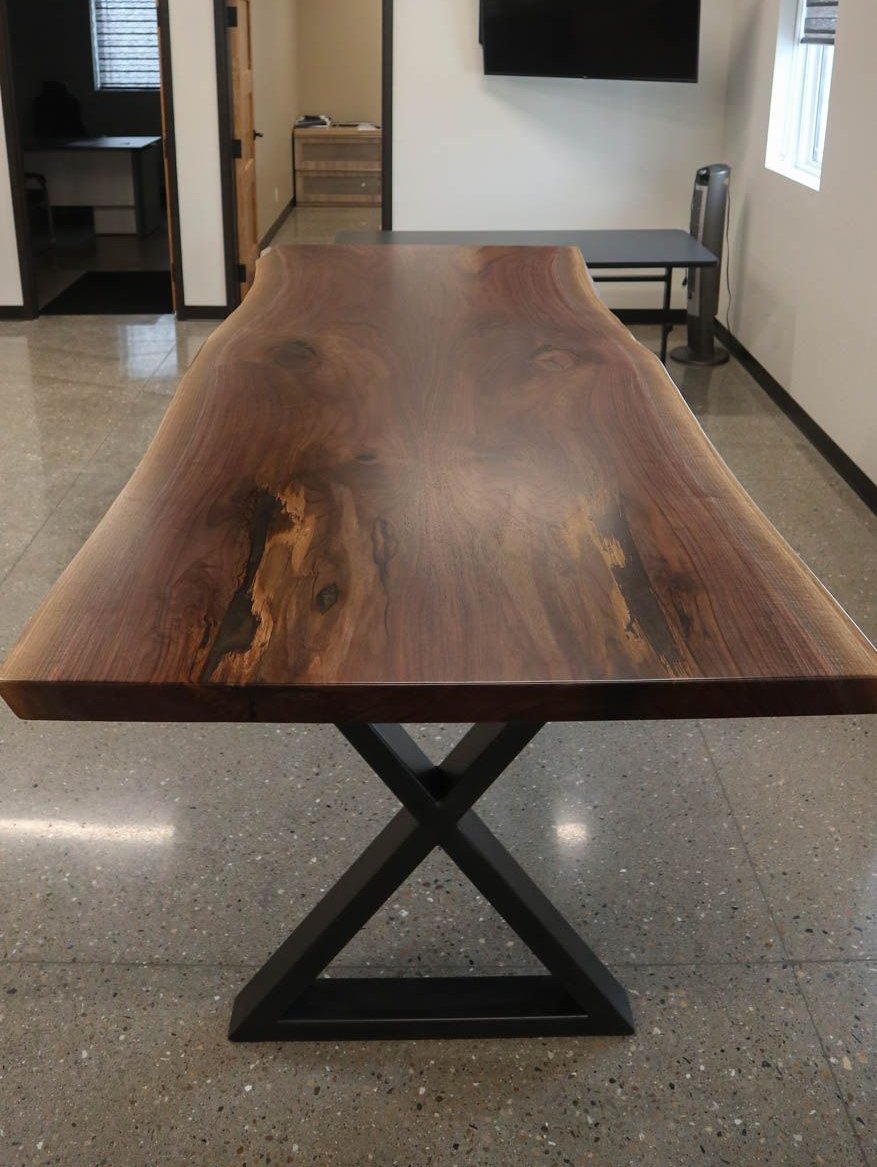 40x96x Connected Metal-X walnut slab no apron natural satin