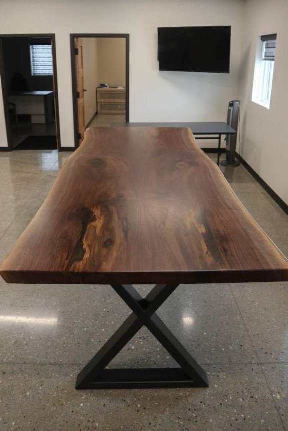 40x96x Connected Metal X walnut slab no apron natural satin 576x1024