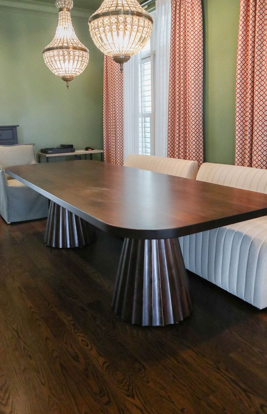 42x112 Fluted Walnut - Top Hard Maple - Base Thick Top Radius Corners Manchester Satin