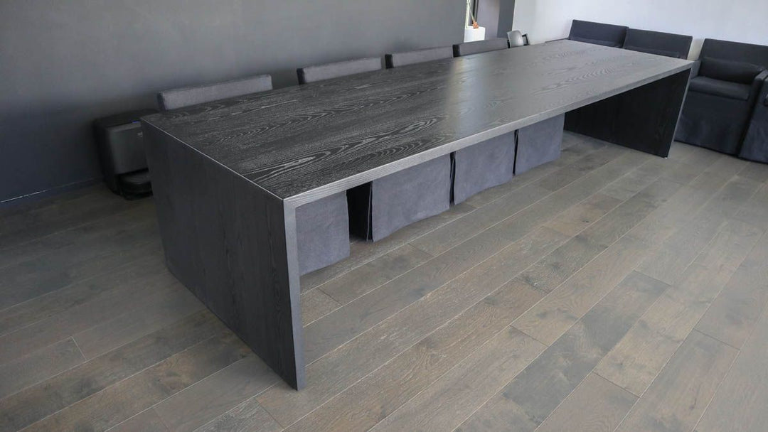 42x141x30 Waterfall ash thick top  sides wired grain clean edge Solid Black Flat