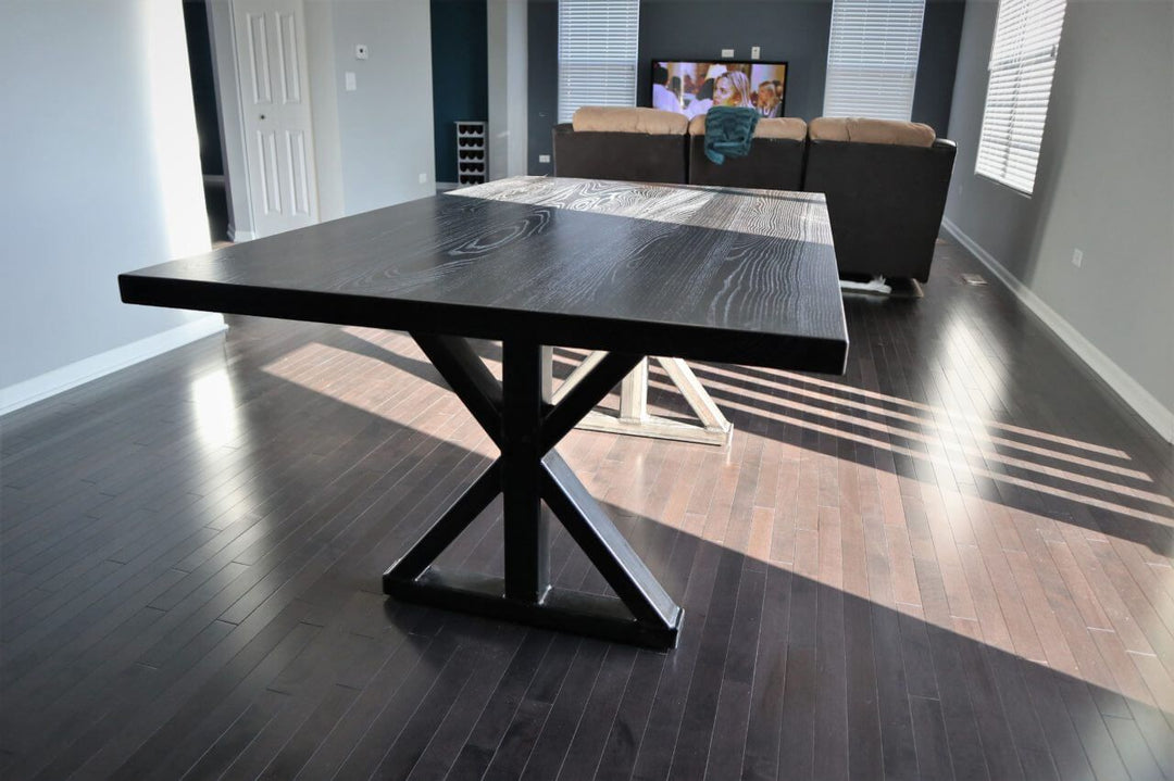 42x72 metal single post all ash top thick top clean top and edges cerused black espresso w white tones in grain satin natural metal base fin flat 1 1280x852