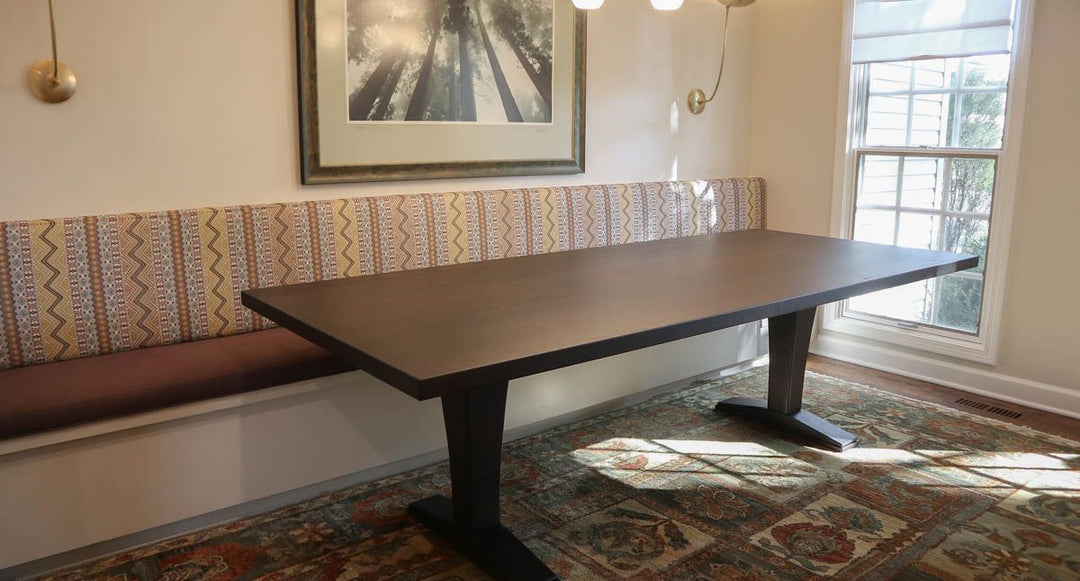 42x98 Meredith Hickory Thick Top 1.75 Clean Edge No Apron No Distress Ebony Flat