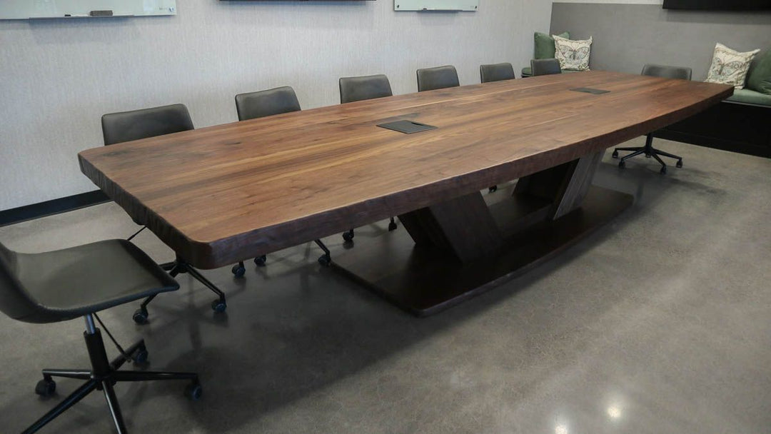 44-52x165 Marks Walnut Boat Shape 2 Radius 3 Thick Rolled Edge No Apron No Distress No Grooves Tumbled Edge Natural Satin