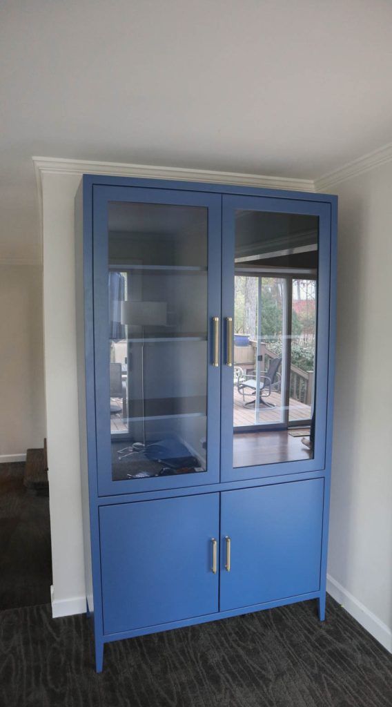 48x18x88 custom hutch brown maple Wedgewood Blue RNC 1155 flat