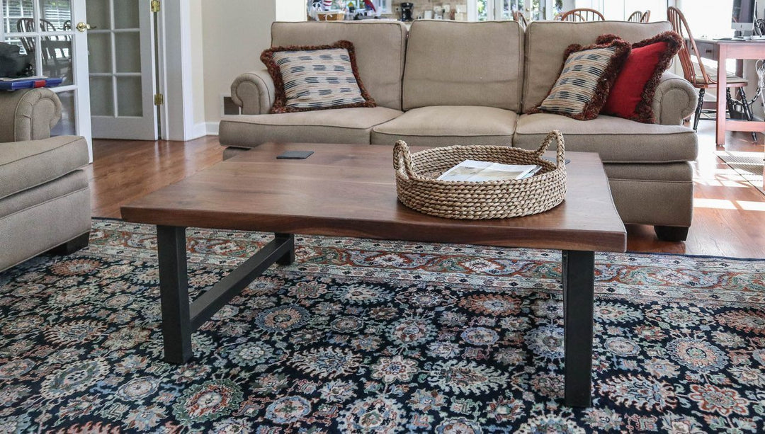 48x32 top solid walnut coffee table thick top natural wavy edge minimal distress natural satin 3