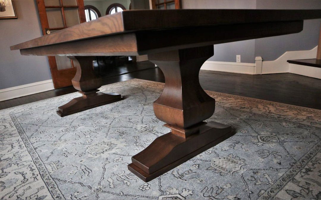 48x96x30-anchor-pedestal-no-cross-brace-modified-apron-2.5-in-tall-3-in-from-edge-solid-qswo-thick-top-no-distress-clean-edge-no-grooves-old-manor-satin