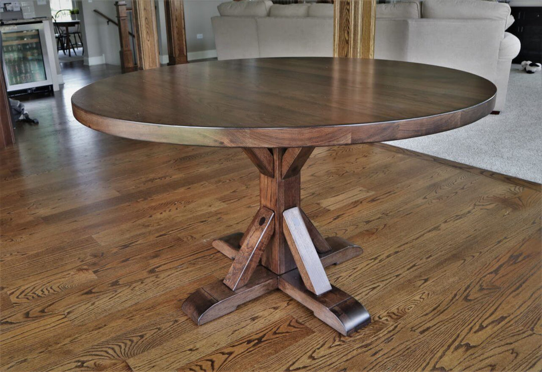 51 round 30 tall thomas ped all solid char hickory thick top 1 2 distress no grooves clean edge american walnut med light 1280x879