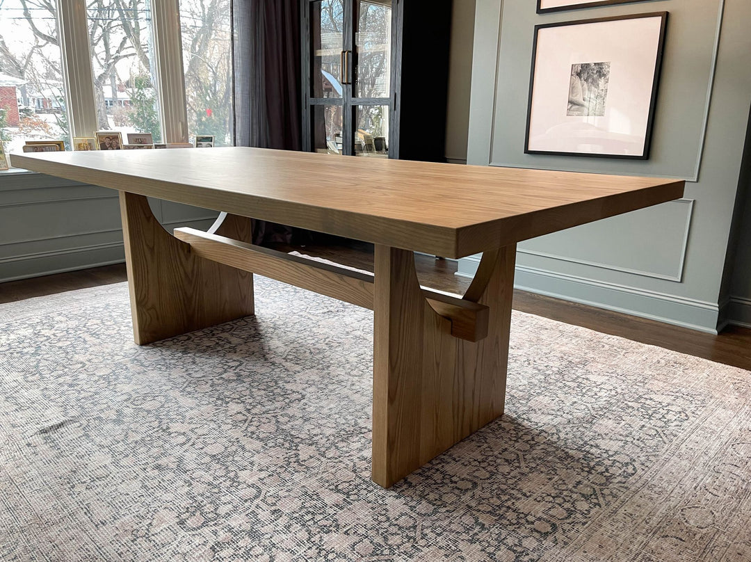 Arlington Heights 42x84 Custom Base Ash 2 Top Clean Edge No Distress No Apron BarnwoodLemon 5050 Mix Flat