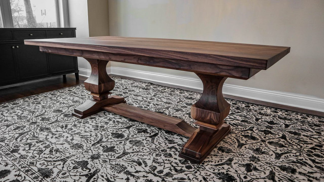 Arlington Heights 42x84 anchor ped 9inch cross brace walnut thick top all clean natural flat