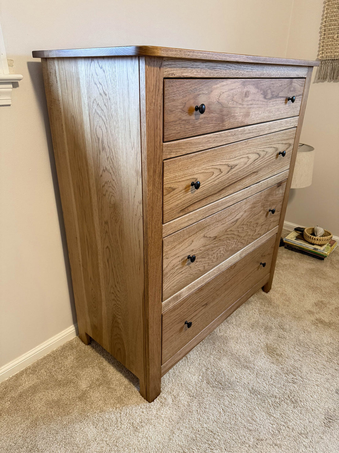 Arlington Heights JRDO 132 4 Drawer Dresser Hickory No Taper on Legs No Arch on Sides Almond Flat