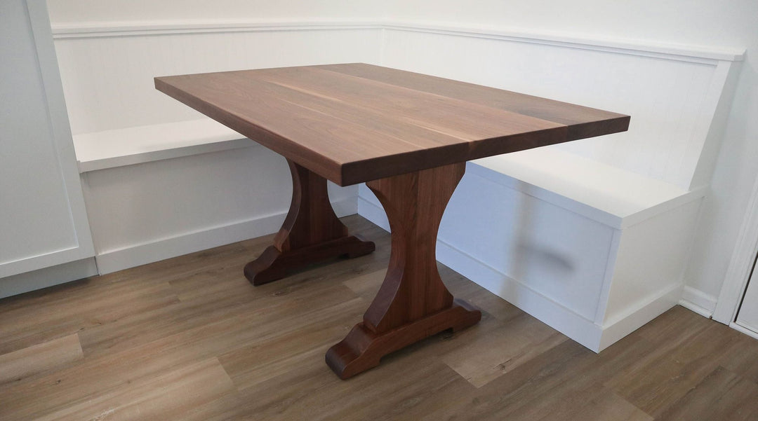 Batavia 36x52x30 Craftsman Walnut Thick Top No Apron No Cross Brace Clean Edge No Distress Natural Flat