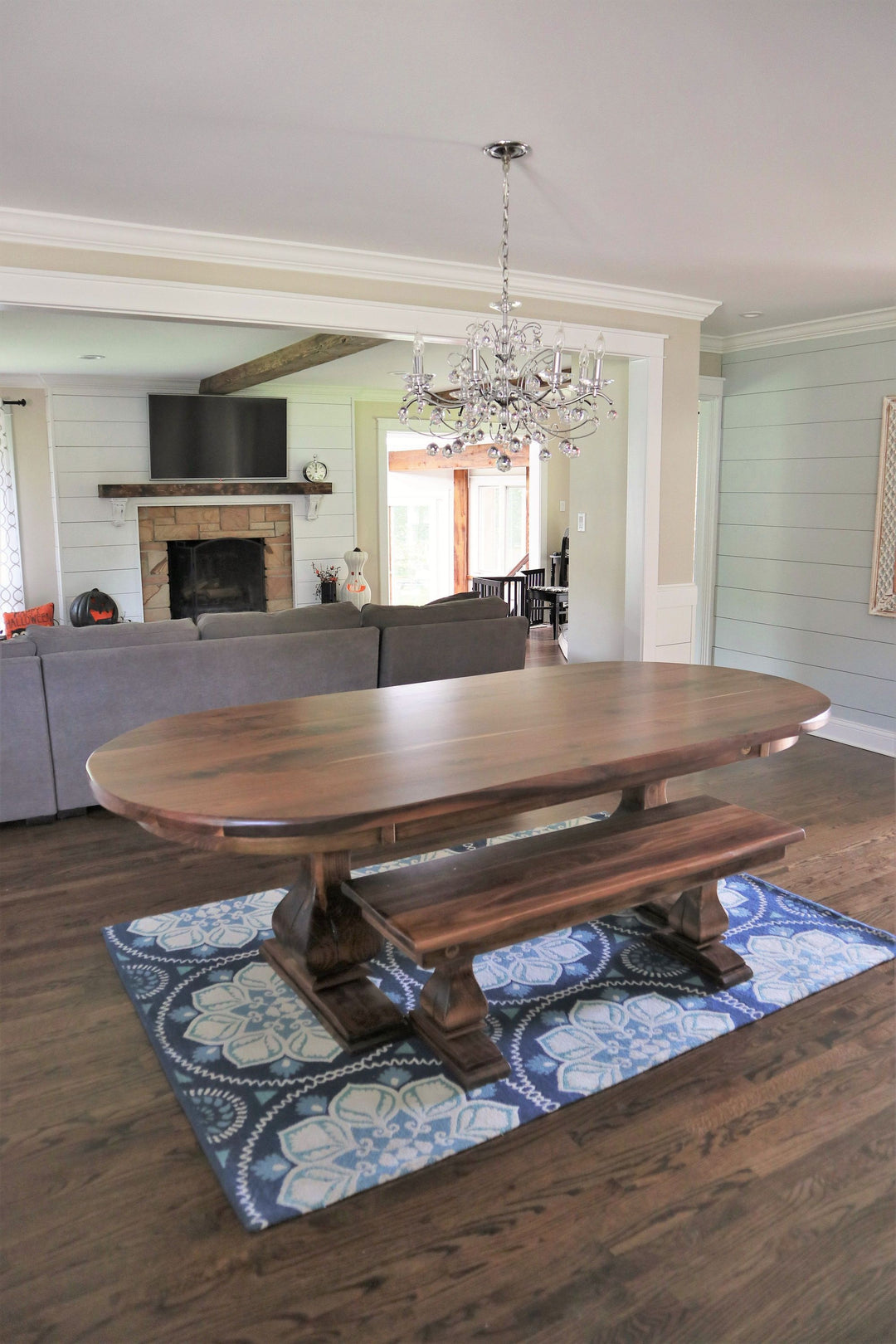 Belly Bench Walnut Minimal Distress Thick Top Natural Wavy Edge Natural Satin