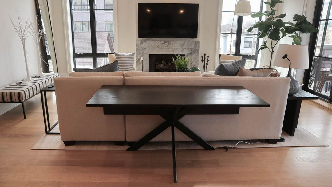 Chicago 26x60 custom 3 sided metal-x 1x3 tubing drop leaf 12x60 1 thuick ash Black Espresso satin Flatter Black base 2