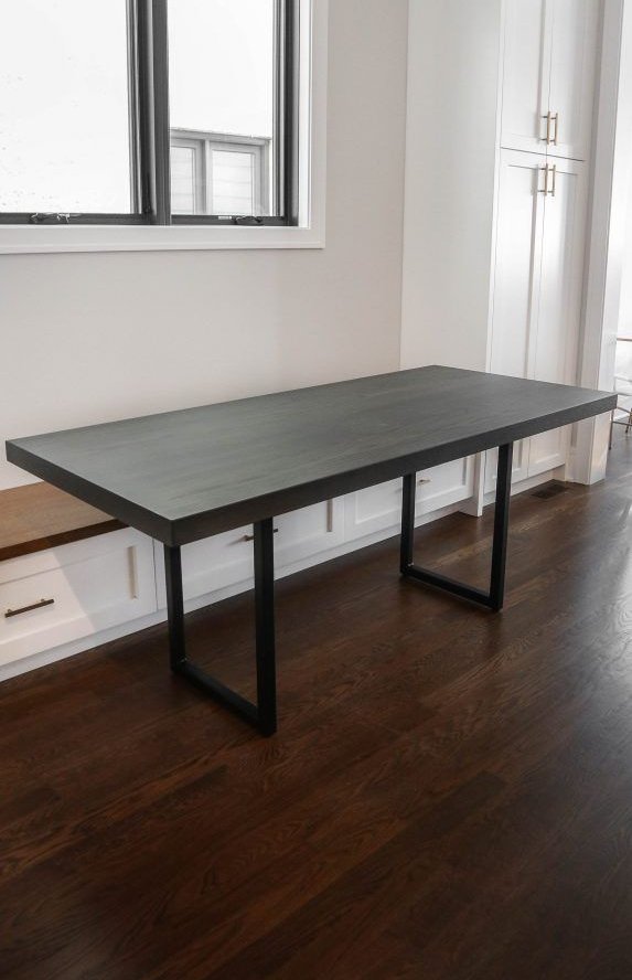 Chicago 32x72 Metal Picture Frame 40 between ped 1.5x1.5 tubing ash top extra thick top no apron clean edge minimal distress Slate Flat Flatter Black base 573x1024