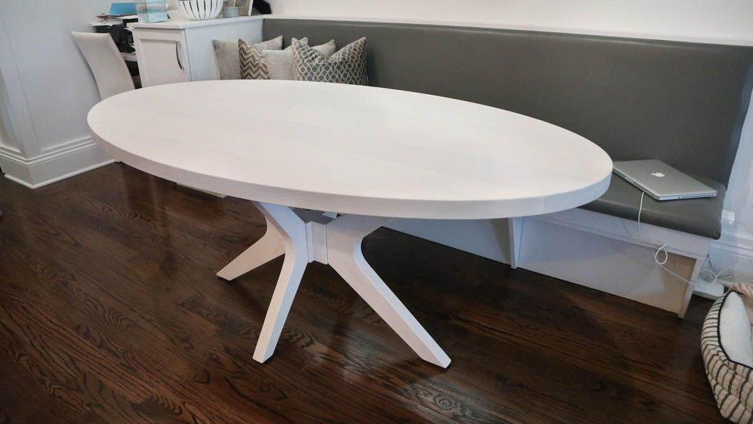 Chicago 40x72 Elliptical oval Brewer thick top ash clean edge no distress Whitewash with Glaze flat 1