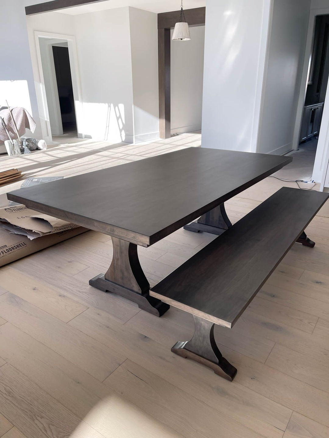 Craftsman Bench Hard Maple With Apron Clean Edge No Distress Charcoal Flat