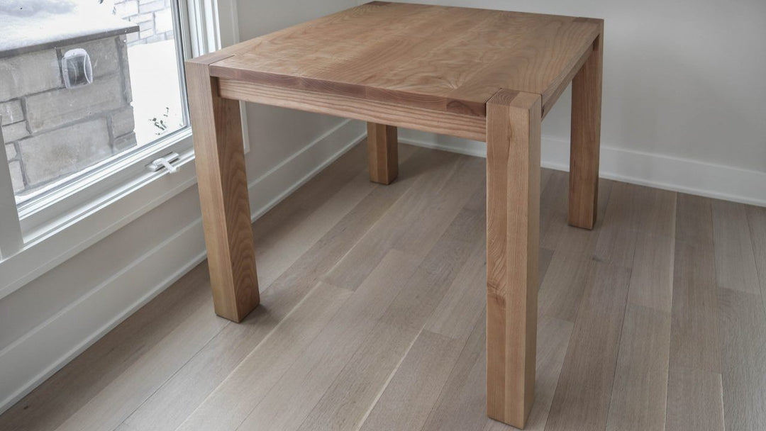 Deerfield 36x36x30 game table Flush leg 3.5 legs 2.5 apron standard top ash clean edge min distress Natural Earth Flat 1280x720