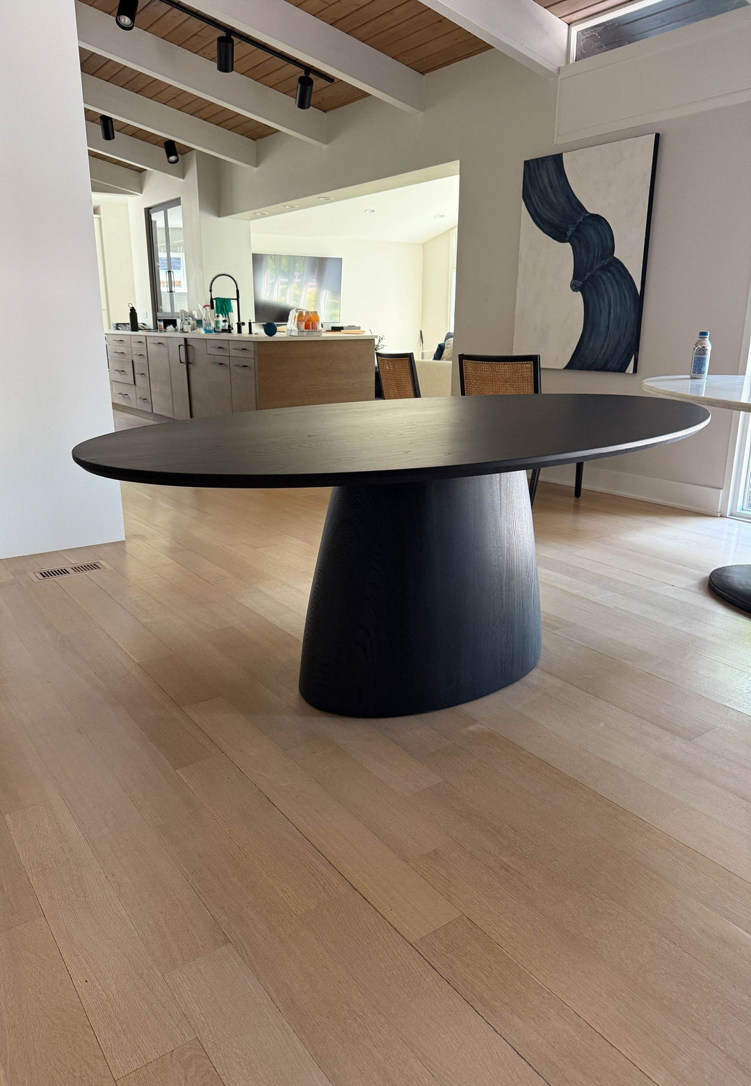 Deerfield 43.5x78.5x30 Custom Solid Tapered Base Ash Oval Top Tapered Edge Solid Black Flat