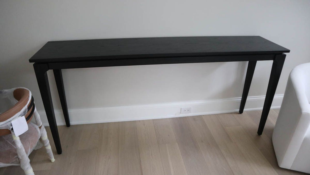 Deerfield console ash tapered leg gap between top  frame solid black flat