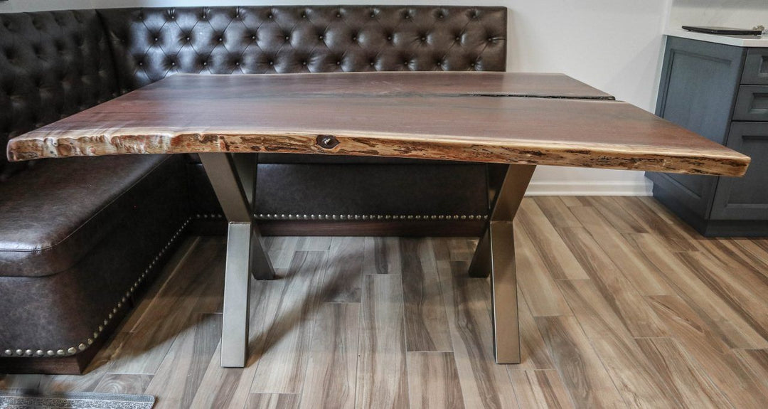 Deerfield metal x 3x1.5 tubing walnut slab no distress bark removed natural flat Mst Bronze bullet in side 1 1280x682