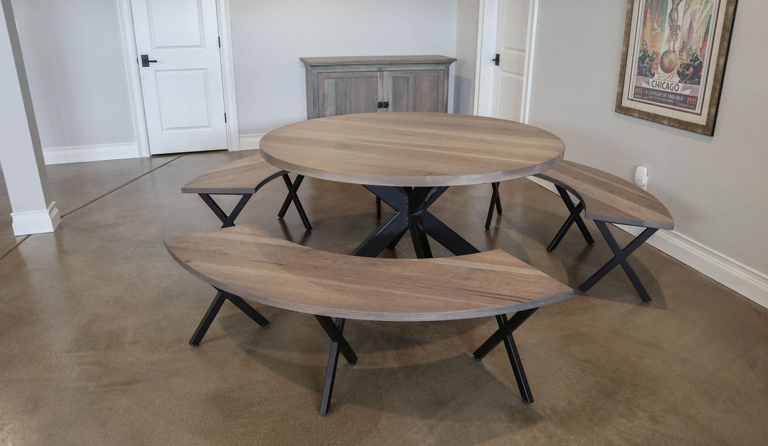 Double Metal-X Arched Bench Hickory Clean Edge Light Distress Prado Flat Flatter Black