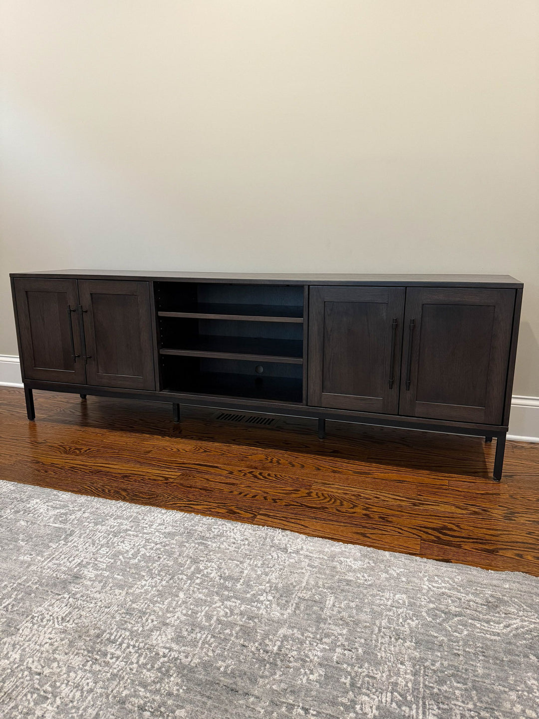 Elmhurst 16x82x27 Modified Windsor Hickory Gray Espresso Satin Black Metal