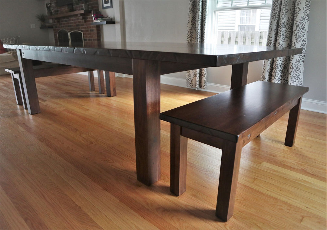 Four Leg Bench Hickory No Grooves No Distress Tumbled Edge Traditional Brown Medium Satin