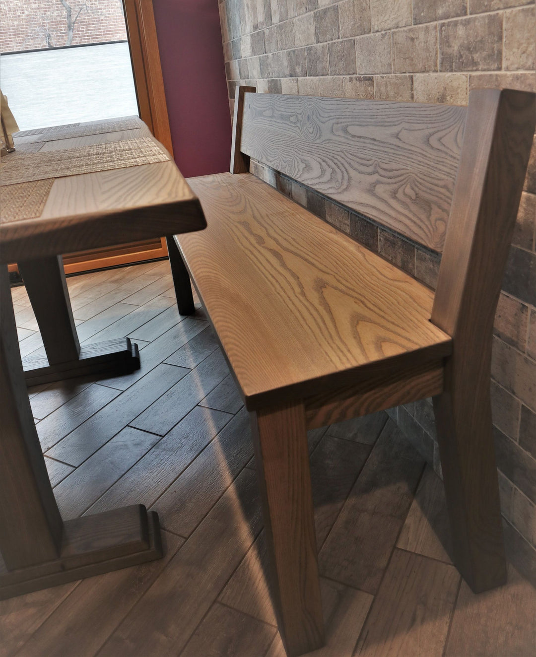 Four Leg Bench With Back Ash Classic Gray Flat