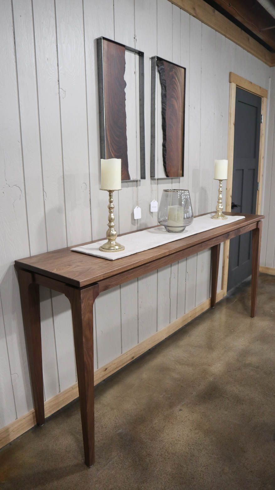 Four Leg Walnut Console Table Natural Flat