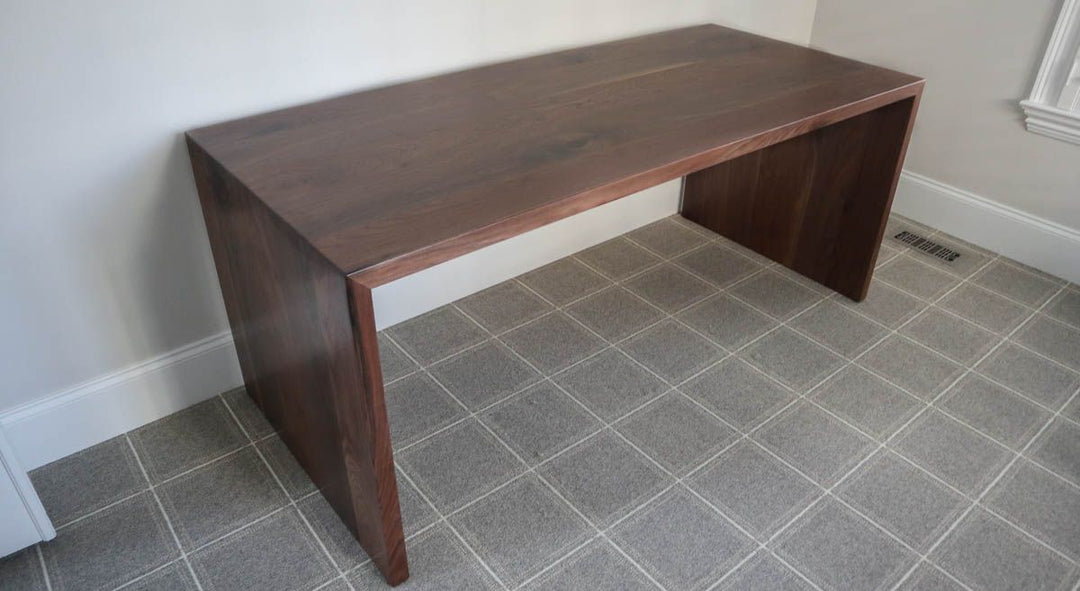 Glen Ellyn 32x72 desk Waterfall walnut all clean natural satin