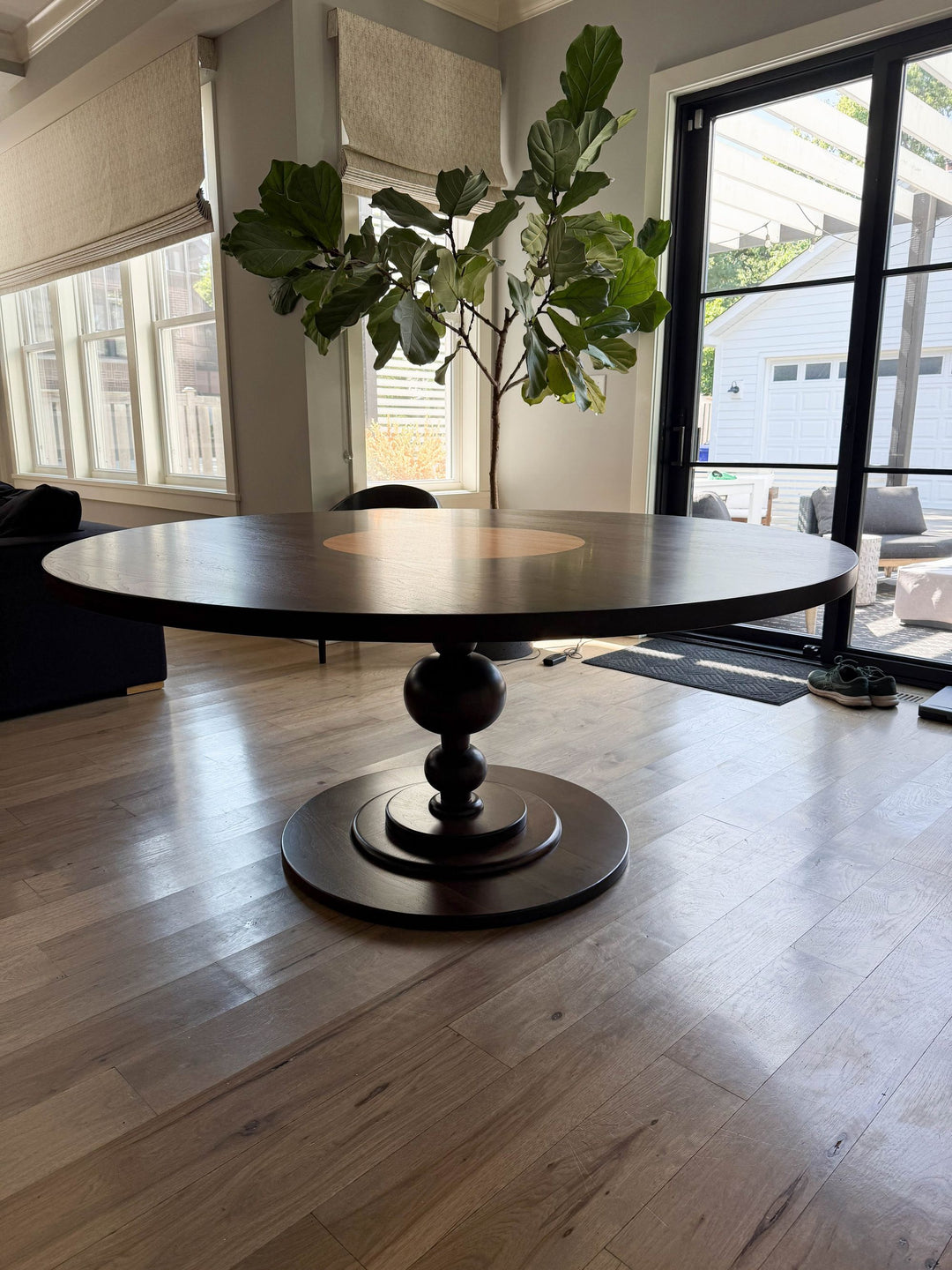 Glen Ellyn 68 Custom Base Walnut w Oak Inlay Thick Top Stained Walnut Natural Oak Satin