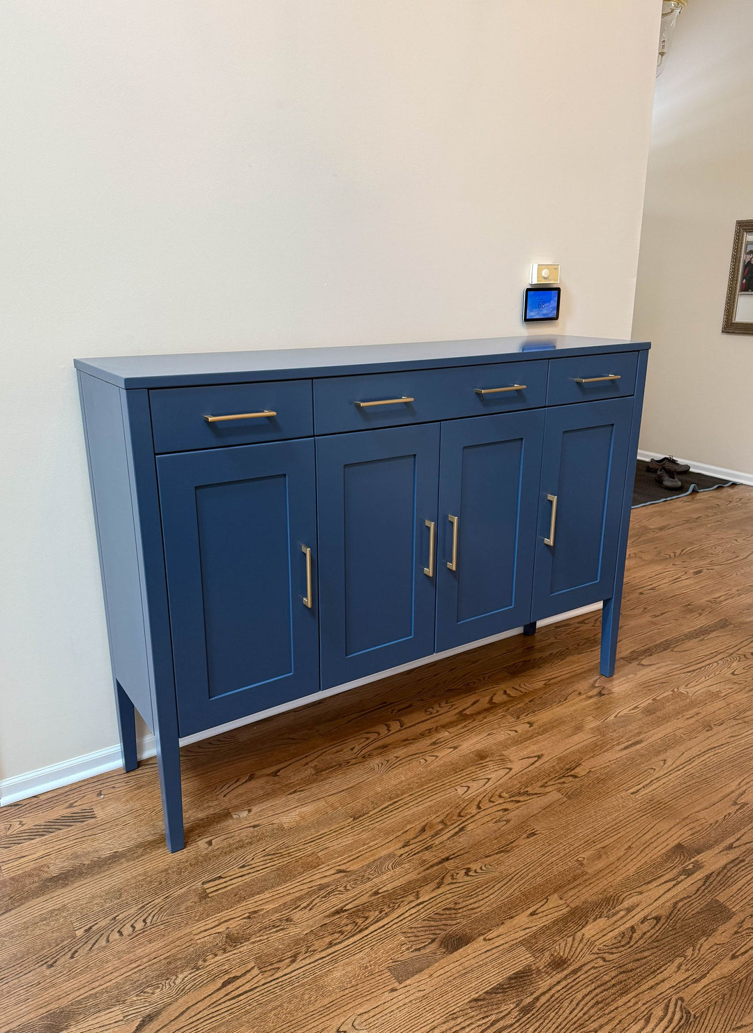 Glenview 18x68x49 Modified Fayette Brown Maple BM Newburyport Blue HC155 Satin