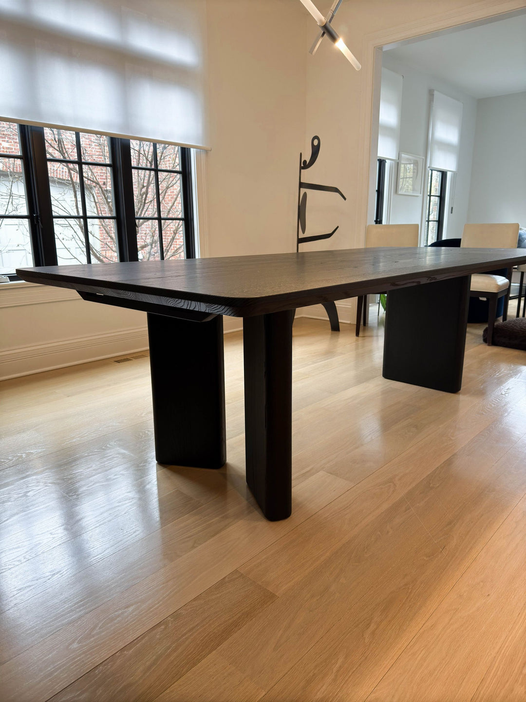 Highland Park 44x96x30 Custom Base Ash Thick Top 2 Radius Corners Bevel Underside Wired Grain Solid Black Flat