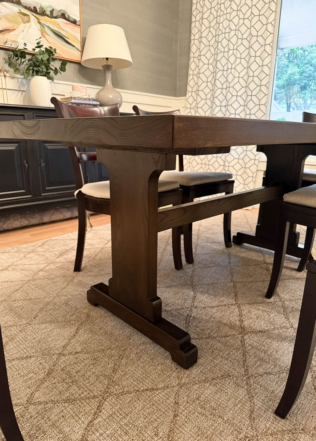 Hinsdale 42x76x30 Custom Base Ash Thick Top No Apron With Cross Brace Clean Edge No Distress Briar Satin