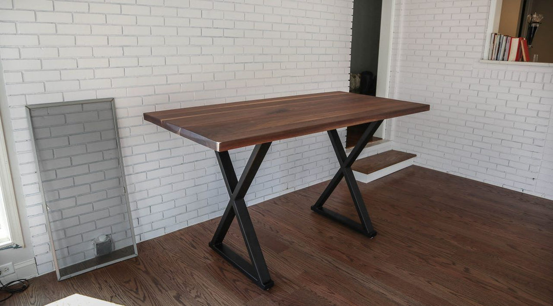 Homer Glen 36x72x40 Metal Bridge thick top walnut natural wavy edge natural flat Flat Black Base 1280x707