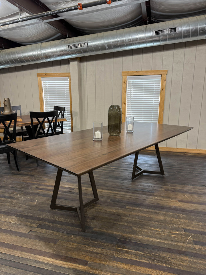 |#180| WALNUT TRI-FLECTION TABLE