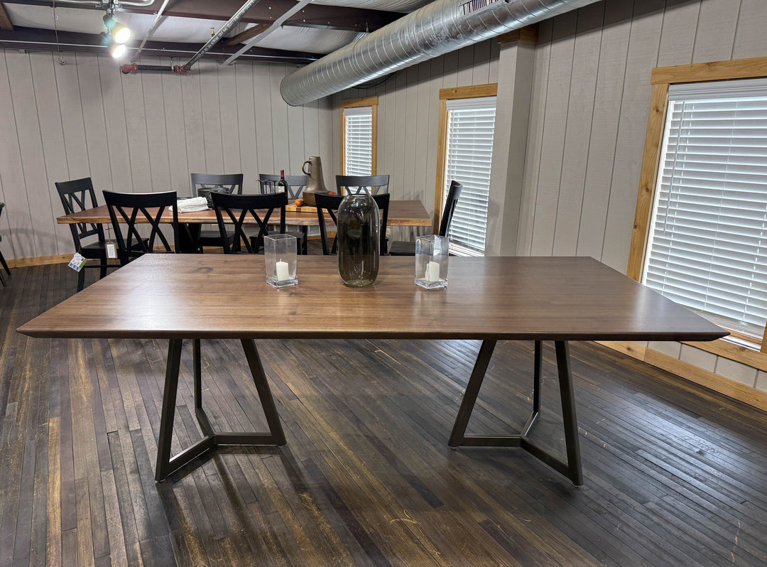 |#180| WALNUT TRI-FLECTION TABLE