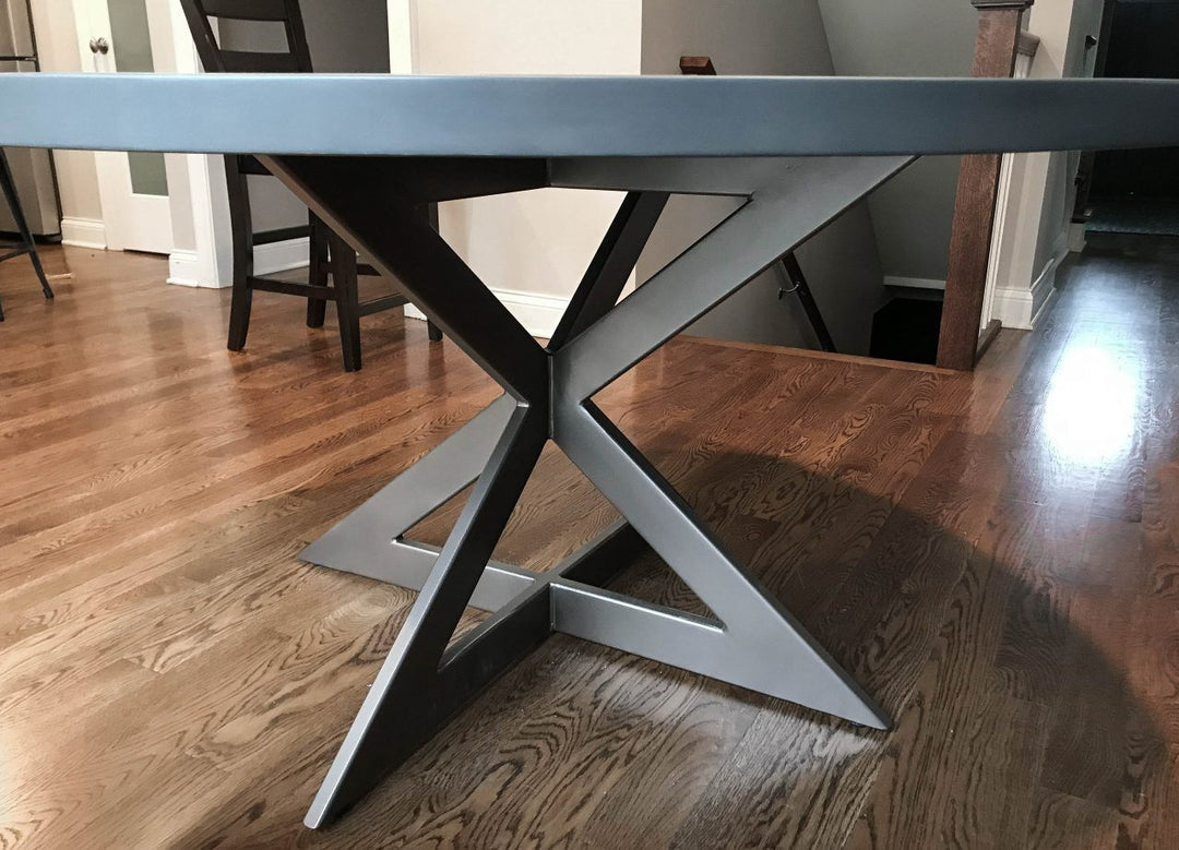 Indian Head Park Il 60 round custom metal base thick top hard white maple clean edge min distress slate gray flat henry stone pmb 10126 powder coat 1 1280x923