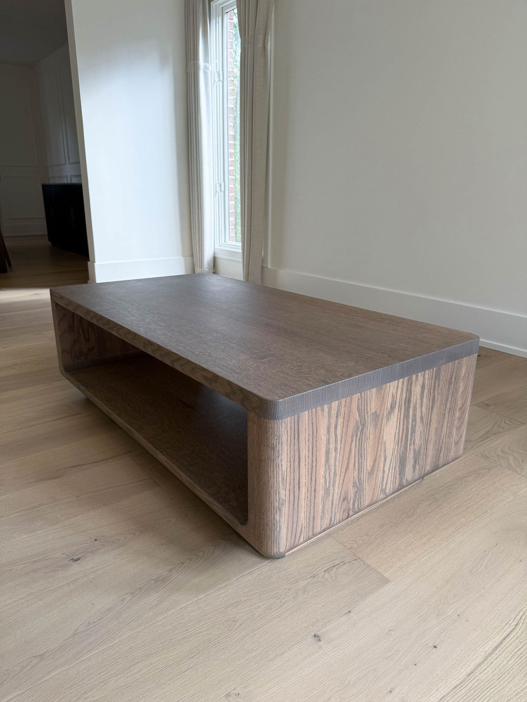 Lake Forest 26x50x16 Custom Coffee Table Quarter Sawn Red Oak Driftwood Flat