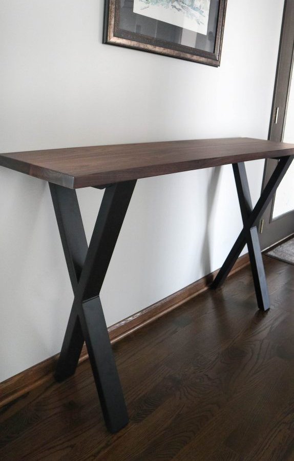 Lisle-16x60x36-metal-X-base-walnut-top-thick-top-natural-wavy-edge-light-distress-natural-with-black-shadow-flat-Flatter-Black-base